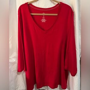 St. John's Bay Red Women's Essential Cotton Tee 3X NWOT